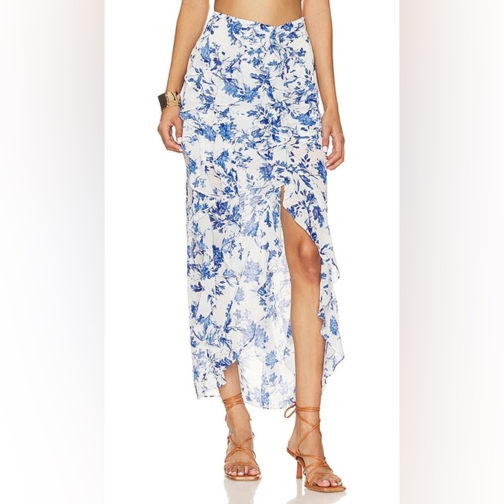 Free People flounce around maxi skirt in white combo